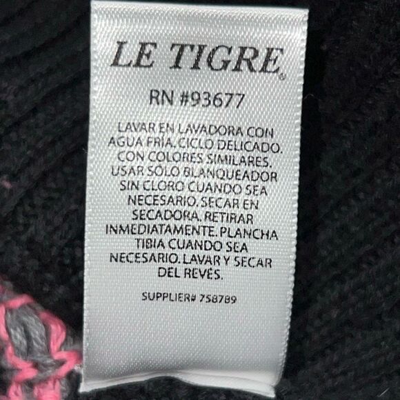 Vintage 90s Le Tigre Black Pink Argyle Zip Up Cardgian Size Large - Picture 5 of 7